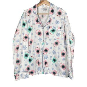 8‎ Oak Lane Pajamas Womens L/XL Pajama Top Only PJs Shirt Coffee Flannel Cozy